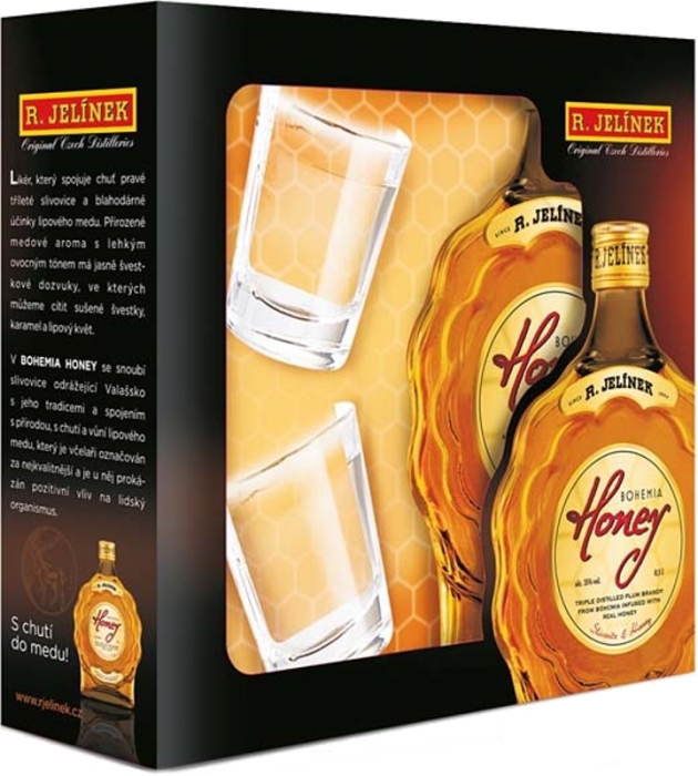 Bohemia Honey budík 35% 0,50 L + 2 poháriky