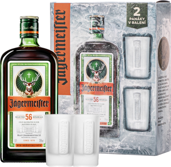 Jägermeister 35% 0,70 L + 2 poháre